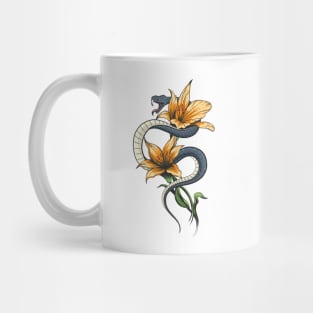 Snake in Orchid Flowers Mug